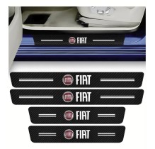 Kit 4 Peças Adesivo Soleira de Porta Carro Proteção Fibra de Carbono Anti Arranhões Fiat